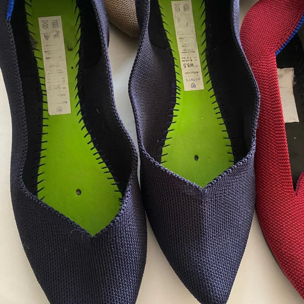 Rothy's Flats in Black, Red, Blue, and Tan - Picture 2 of 16